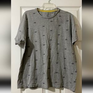 Skull & Crossbones Denim & Flower Gray and Navy Tshirt, Large